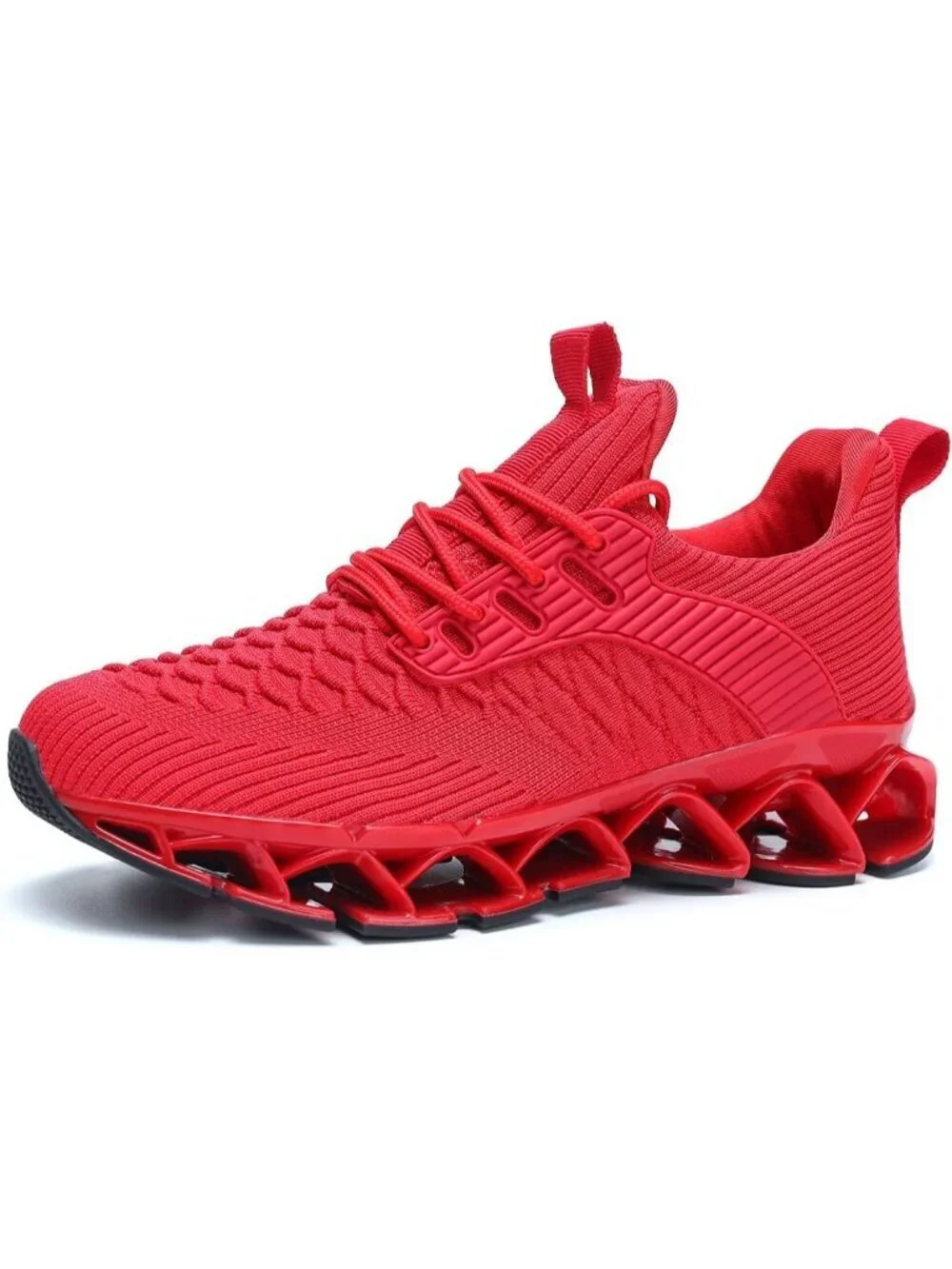 Women's Red Blade Mesh Comfort Non Slip Athletic Slip on Soft Sneaker Shoes